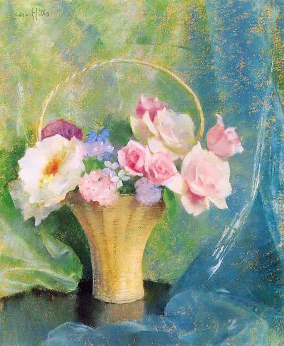 Hills, Laura Coombs Basket of Flowers China oil painting art
